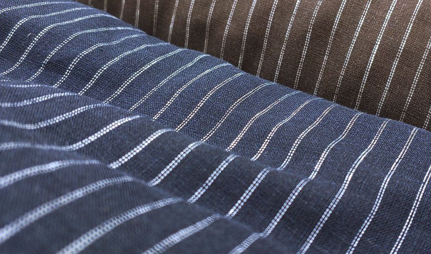 100% Linen Fabric 2-Pin Stripe Light Weight 6253 6254 - The Linen Lab - Navy 6253