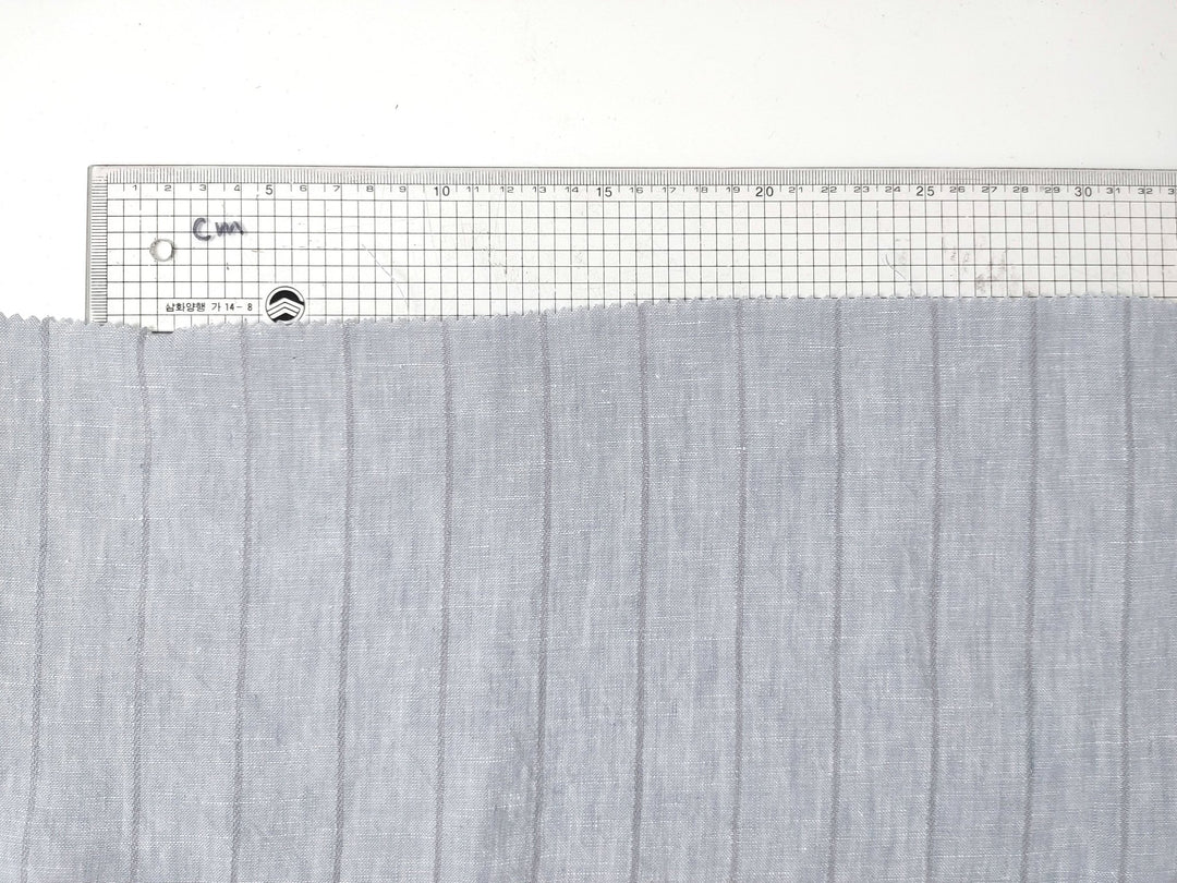 100% Linen Fabric Grey Color Dobby Stripe 6900 - The Linen Lab - Grey
