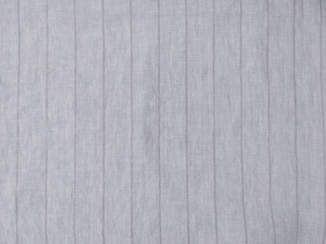 100% Linen Fabric Grey Color Dobby Stripe 6900 - The Linen Lab - Grey