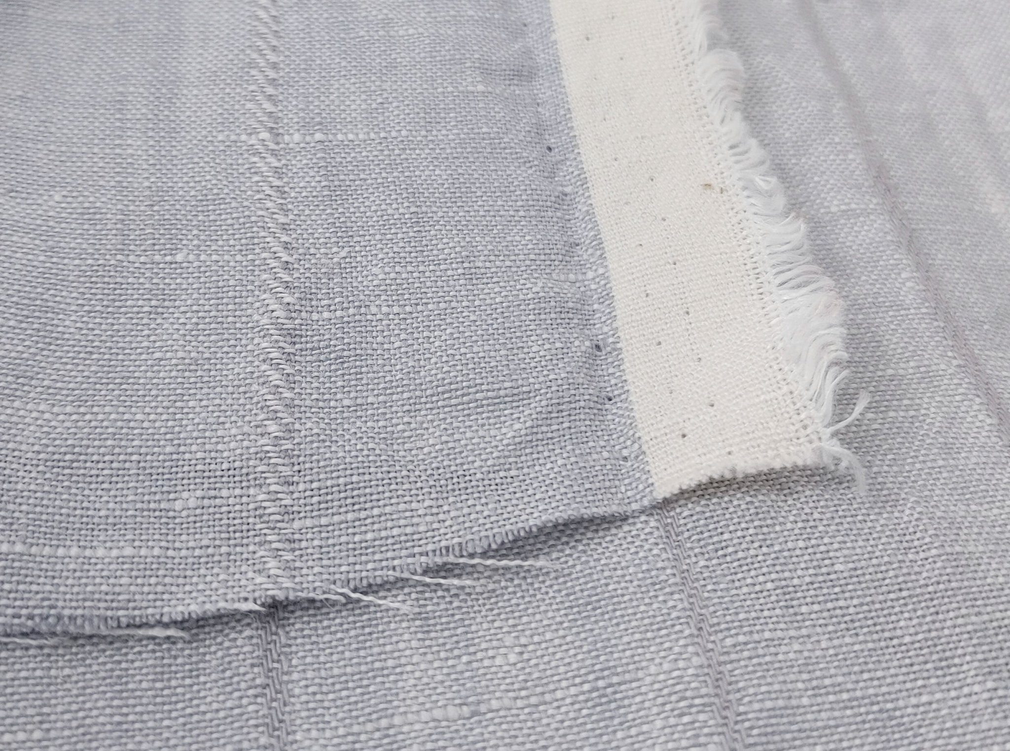 100% Linen Fabric Grey Color Dobby Stripe 6900 - The Linen Lab - Grey