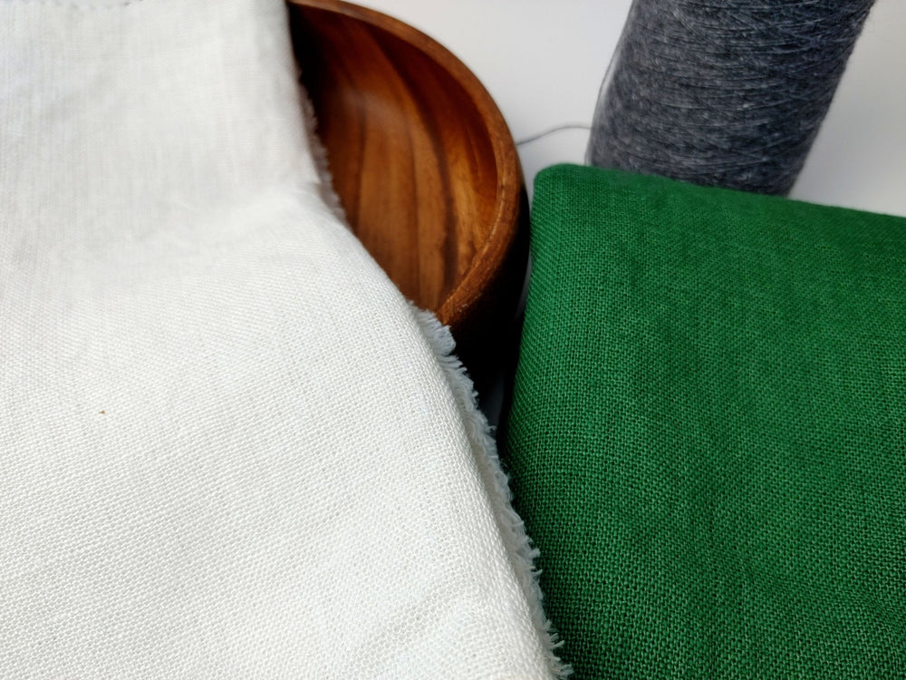 100% Linen Fabric Heavy Weight Solid Color 7664 7683 - The Linen Lab - Green