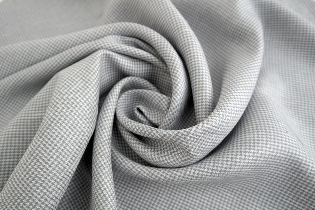 100% Linen Fabric Hound Tooth Check Grey Color 3958 - The Linen Lab - Grey check 3958