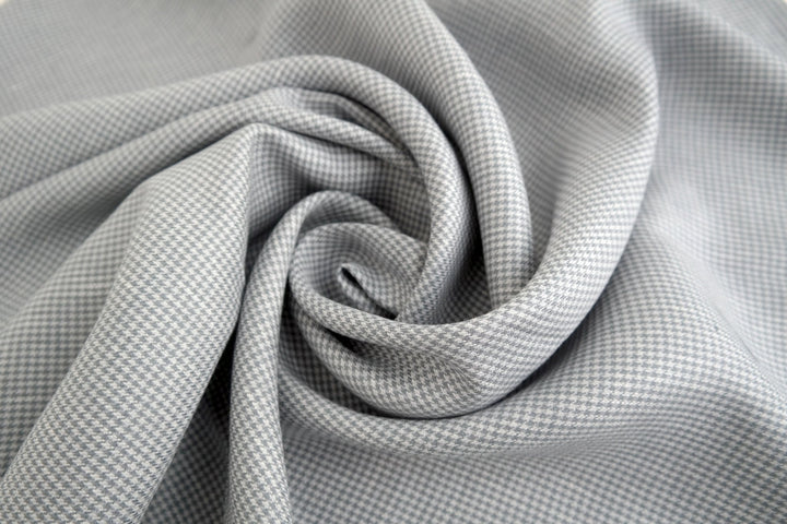 100% Linen Fabric Hound Tooth Check Grey Color 3958 - The Linen Lab - Grey check 3958