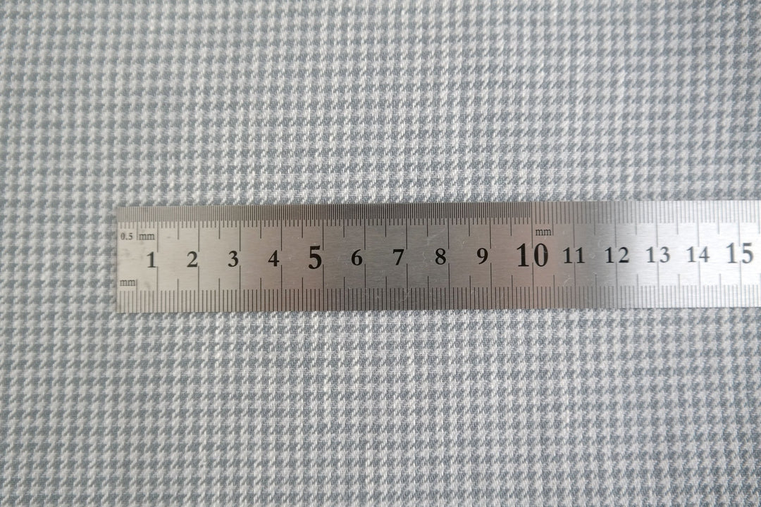 100% Linen Fabric Hound Tooth Check Grey Color 3958 - The Linen Lab - Grey check 3958