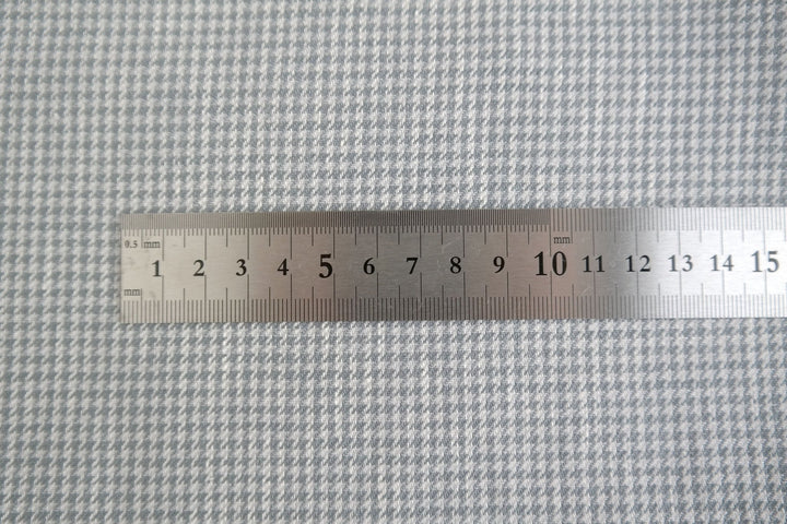100% Linen Fabric Hound Tooth Check Grey Color 3958 - The Linen Lab - Grey check 3958