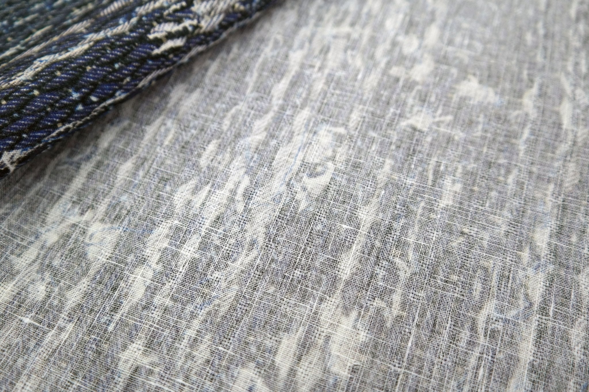 100% Linen Fabric Navy Tweed Print Light Weight 6679 - The Linen Lab - NAVY 6679