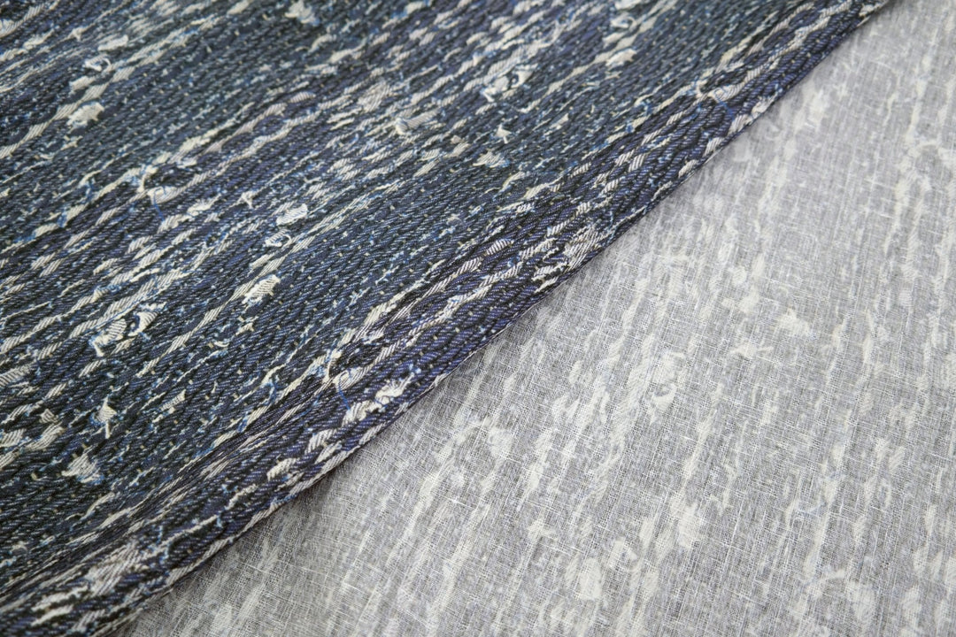 100% Linen Fabric Navy Tweed Print Light Weight 6679 - The Linen Lab - NAVY 6679