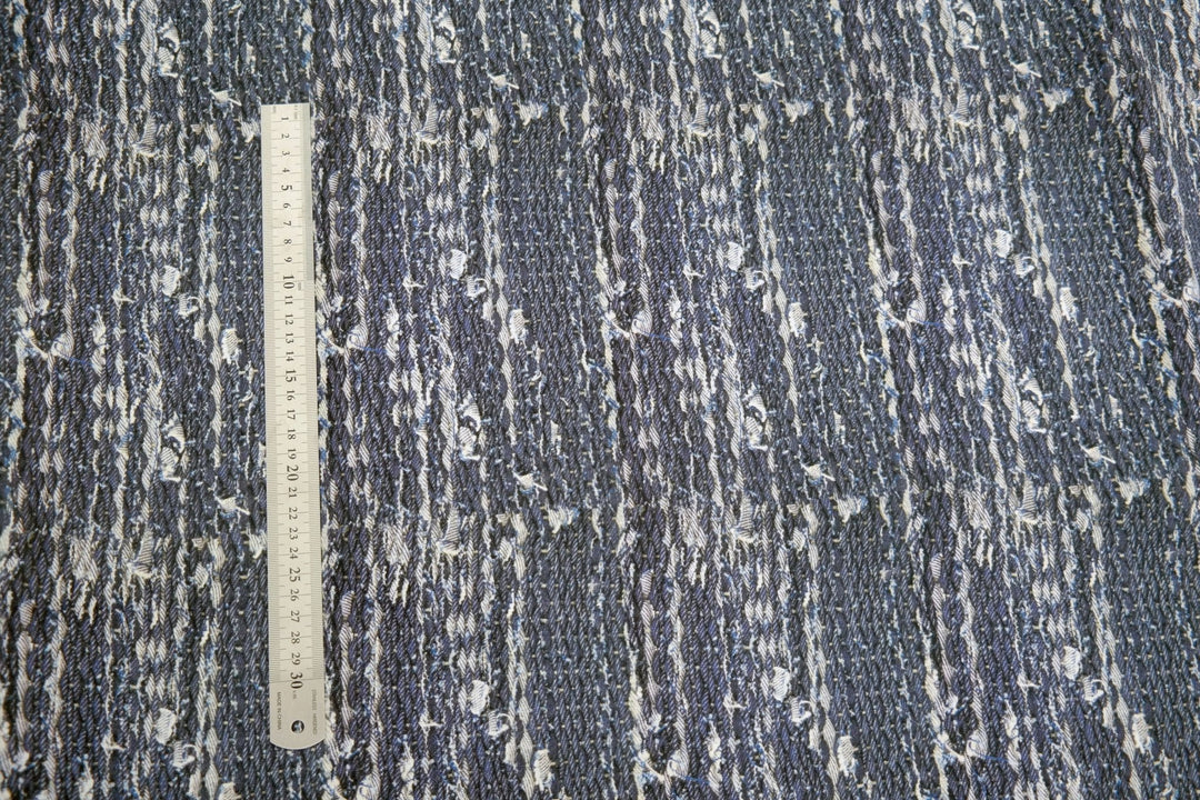 100% Linen Fabric Navy Tweed Print Light Weight 6679 - The Linen Lab - NAVY 6679