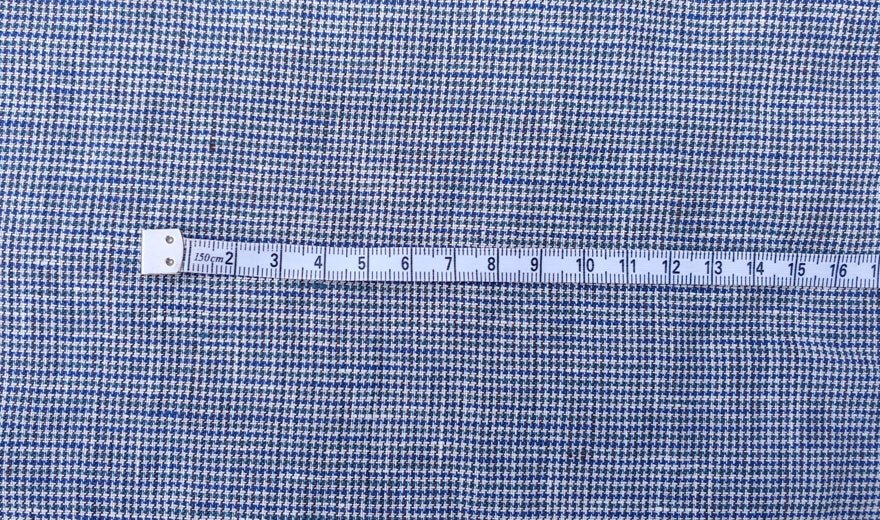 100% Linen Fabric small starcheck light weight  - The Linen Lab - 7027 navy green