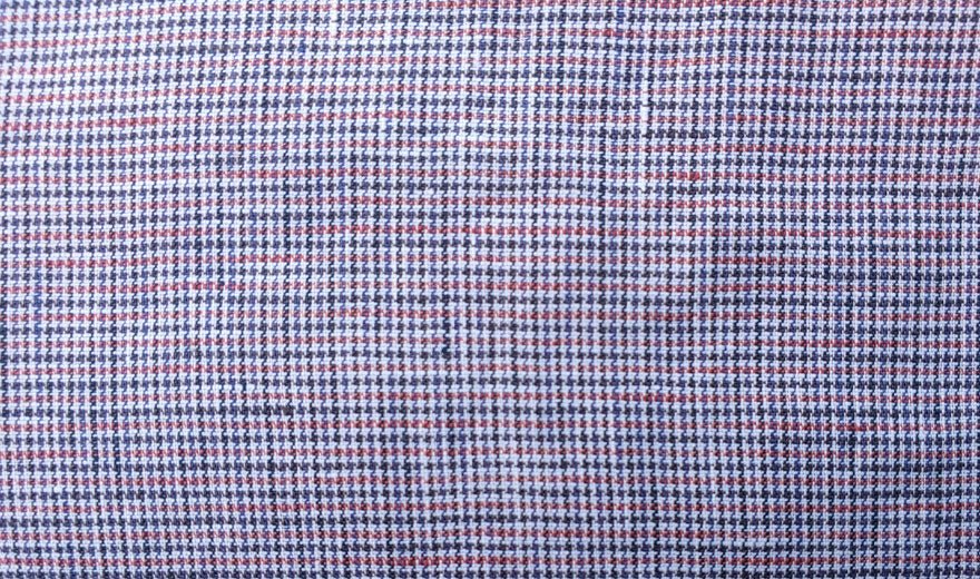 100% Linen Fabric small starcheck light weight  - The Linen Lab - 7029 red blue brown