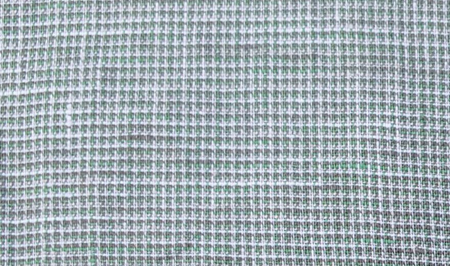 100% Linen Fabric small starcheck light weight  - The Linen Lab - 6121 green brown