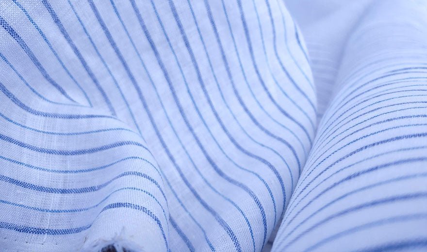 100% Linen Fabric Stripe Collections Light Weight (4708 6273 5997 4575 6258 6157) - The Linen Lab - Blue 6258