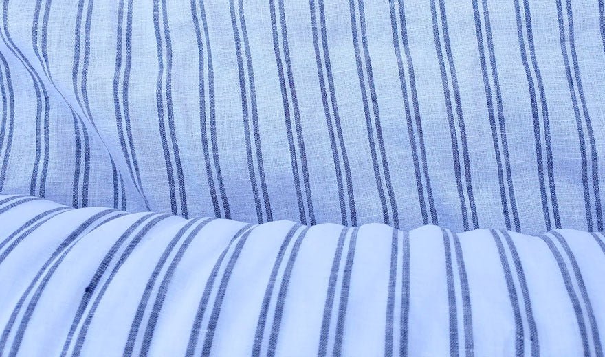 100% Linen Fabric Stripe Collections Light Weight (4708 6273 5997 4575 6258 6157) - The Linen Lab - Navy 6273