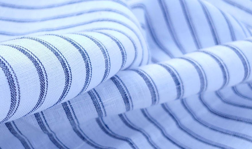 100% Linen Fabric Stripe Collections Light Weight (4708 6273 5997 4575 6258 6157) - The Linen Lab - Navy 5997