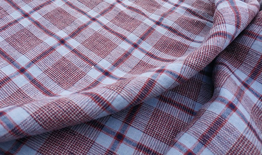 100% Linen Fabric Tartan Check 9s Medium-Heavy Weight 6318 6479 - The Linen Lab - Red 6318