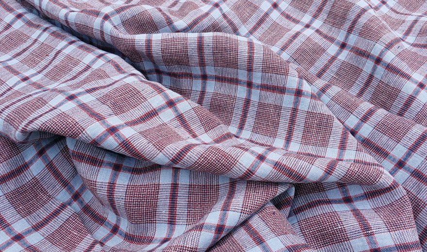 100% Linen Fabric Tartan Check 9s Medium-Heavy Weight 6318 6479 - The Linen Lab - Red 6318