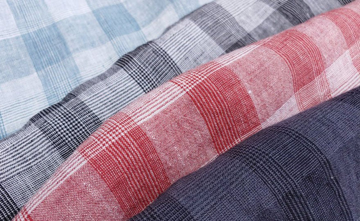 100% Linen Fabric Tartan Glen Plaid 6069 6841 6842 7220 - The Linen Lab - WH*BK 6069
