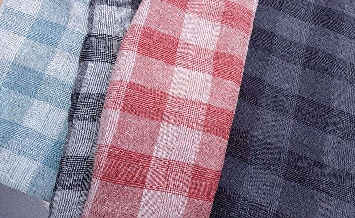 100% Linen Fabric Tartan Glen Plaid 6069 6841 6842 7220 - The Linen Lab - WH*BK 6069