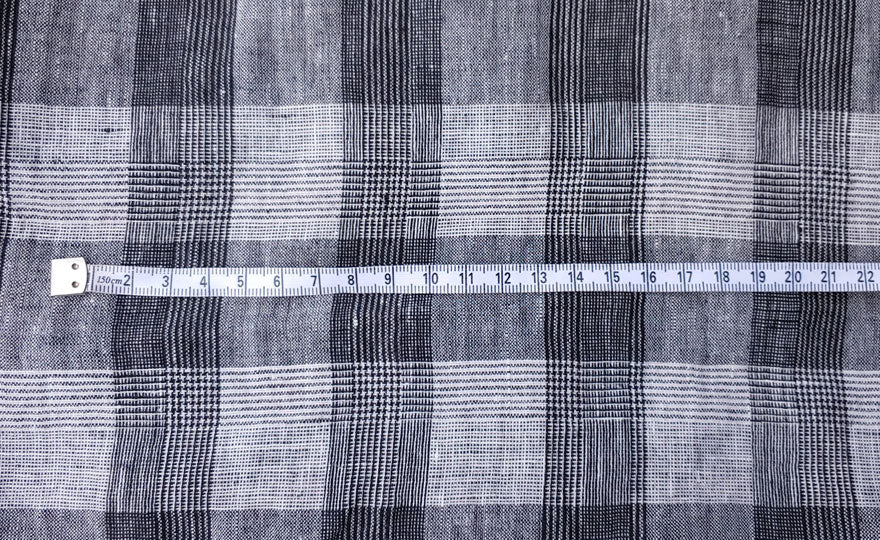 100% Linen Fabric Tartan Glen Plaid 6069 6841 6842 7220 - The Linen Lab - GREY*BK 7220