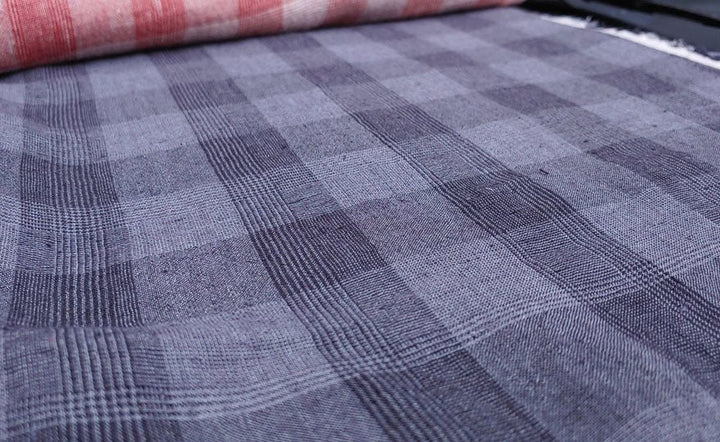 100% Linen Fabric Tartan Glen Plaid 6069 6841 6842 7220 - The Linen Lab - WH*BK 6069