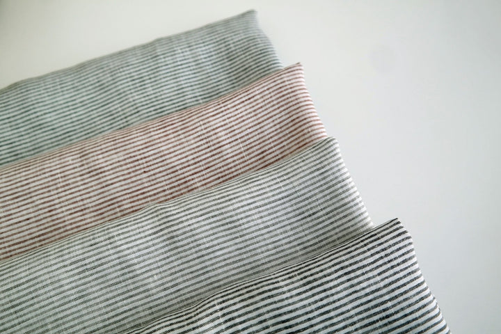 100% Linen Fabric Thin Stripe Collections Light Weight 4768 6939 6280 6279 - The Linen Lab - Grey 4768