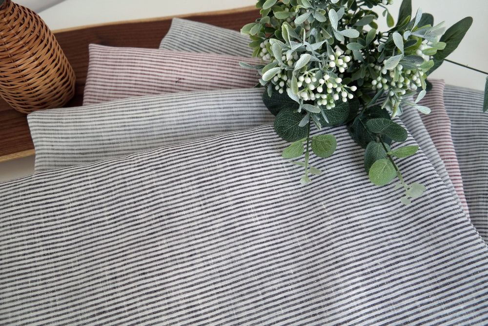 100% Linen Fabric Thin Stripe Collections Light Weight 4768 6939 6280 6279 - The Linen Lab - Grey 4768