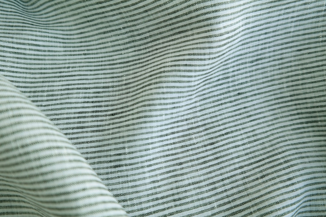 100% Linen Fabric Thin Stripe Collections Light Weight 4768 6939 6280 6279 - The Linen Lab - Khaki 6939