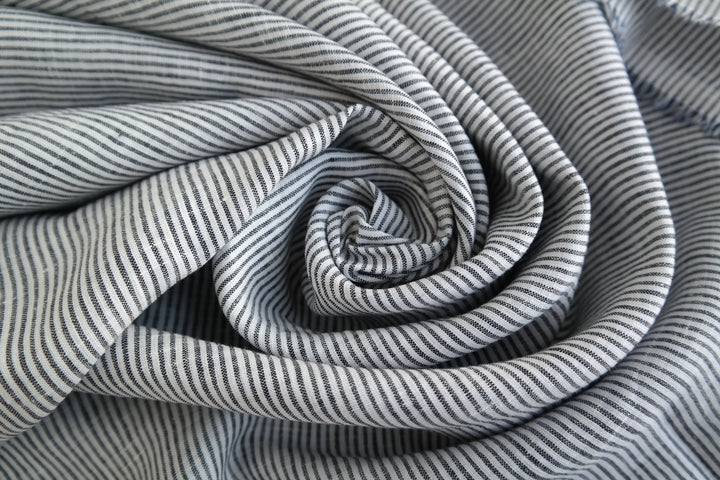 100% Linen Fabric Thin Stripe Collections Light Weight 4768 6939 6280 6279 - The Linen Lab - D/navy 6280