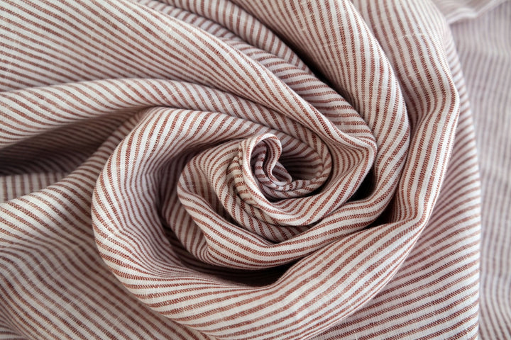 100% Linen Fabric Thin Stripe Collections Light Weight 4768 6939 6280 6279 - The Linen Lab - Khaki 6939