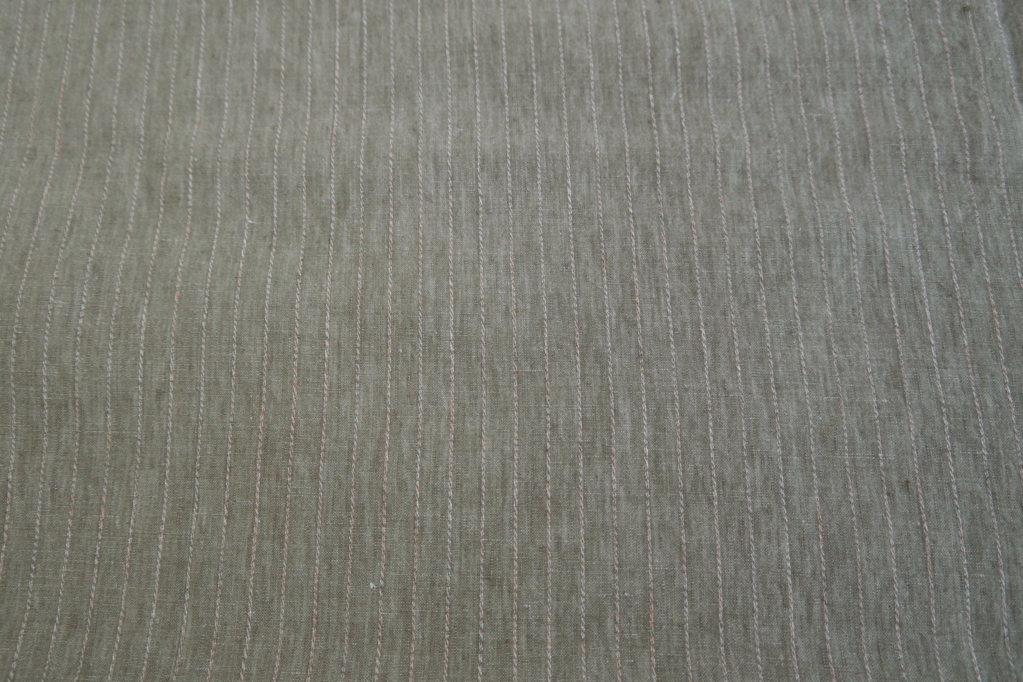 100% Linen Fabric with Multi-Color Pin Stripe 7089 7090 - The Linen Lab - Beige 7089