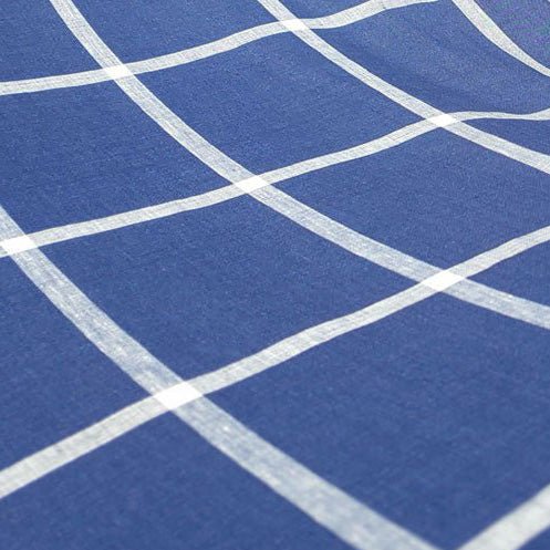 100% Linen Fabric with Navy Windowpane Check Light Weight 6611 - The Linen Lab - Navy check 6611
