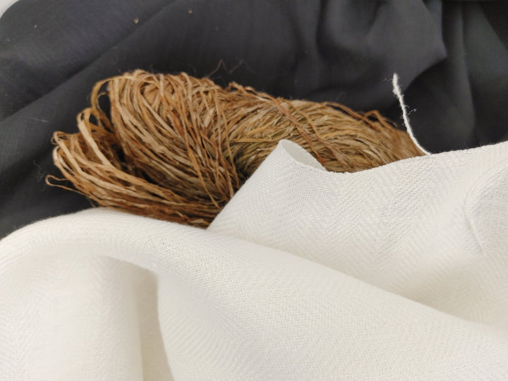 100% Linen Herringbone Twill Fabric Heavy Weight 7546 7547 - The Linen Lab - Blue