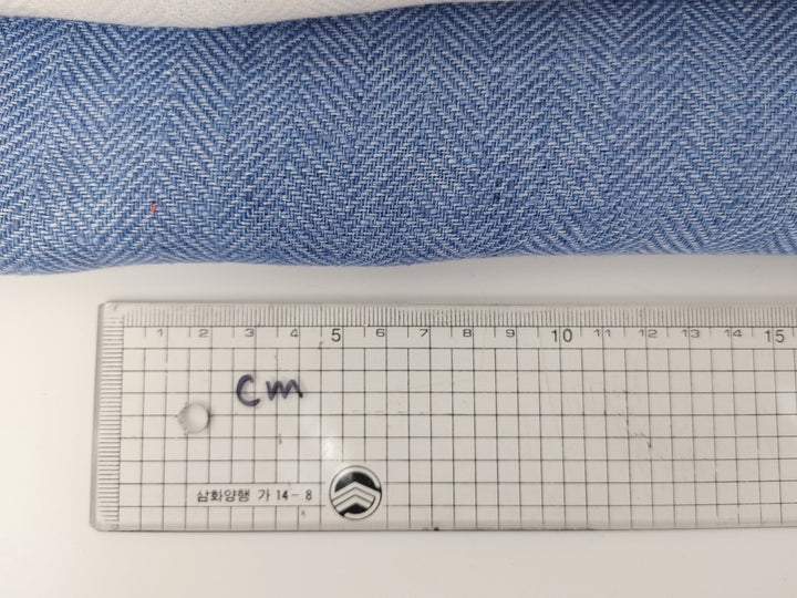 100% Linen Herringbone Twill Fabric Heavy Weight 7546 7547 - The Linen Lab - Blue