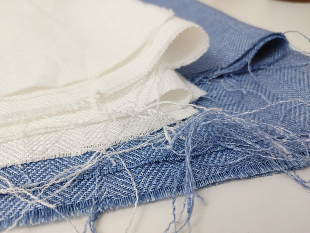 100% Linen Herringbone Twill Fabric Heavy Weight 7546 7547 - The Linen Lab - Blue