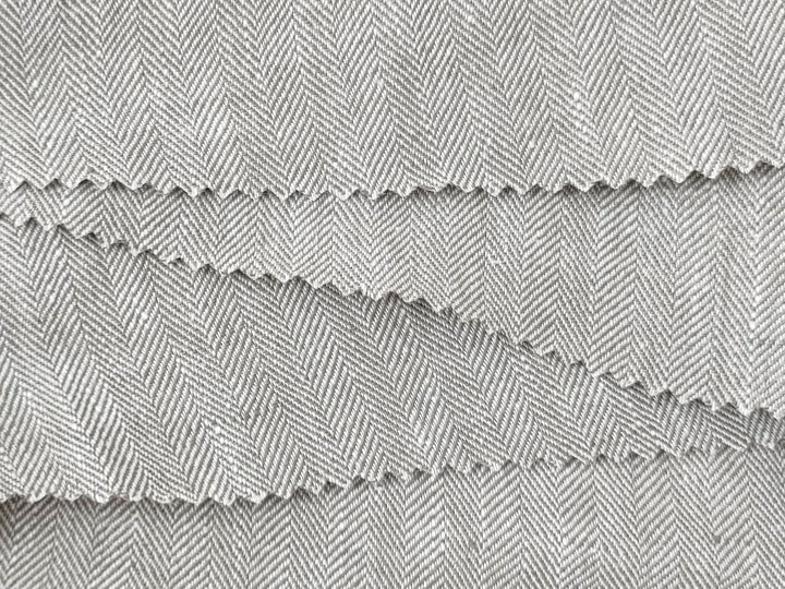 100% Linen Herringbone Twill HBT Fabric medium weight chambray 7313 7314 7727 7529 - The Linen Lab - Khaki