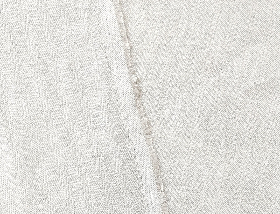 100% Linen Herringbone Twill HBT Fabric medium weight chambray 7313 7314 7727 7529 - The Linen Lab - Khaki