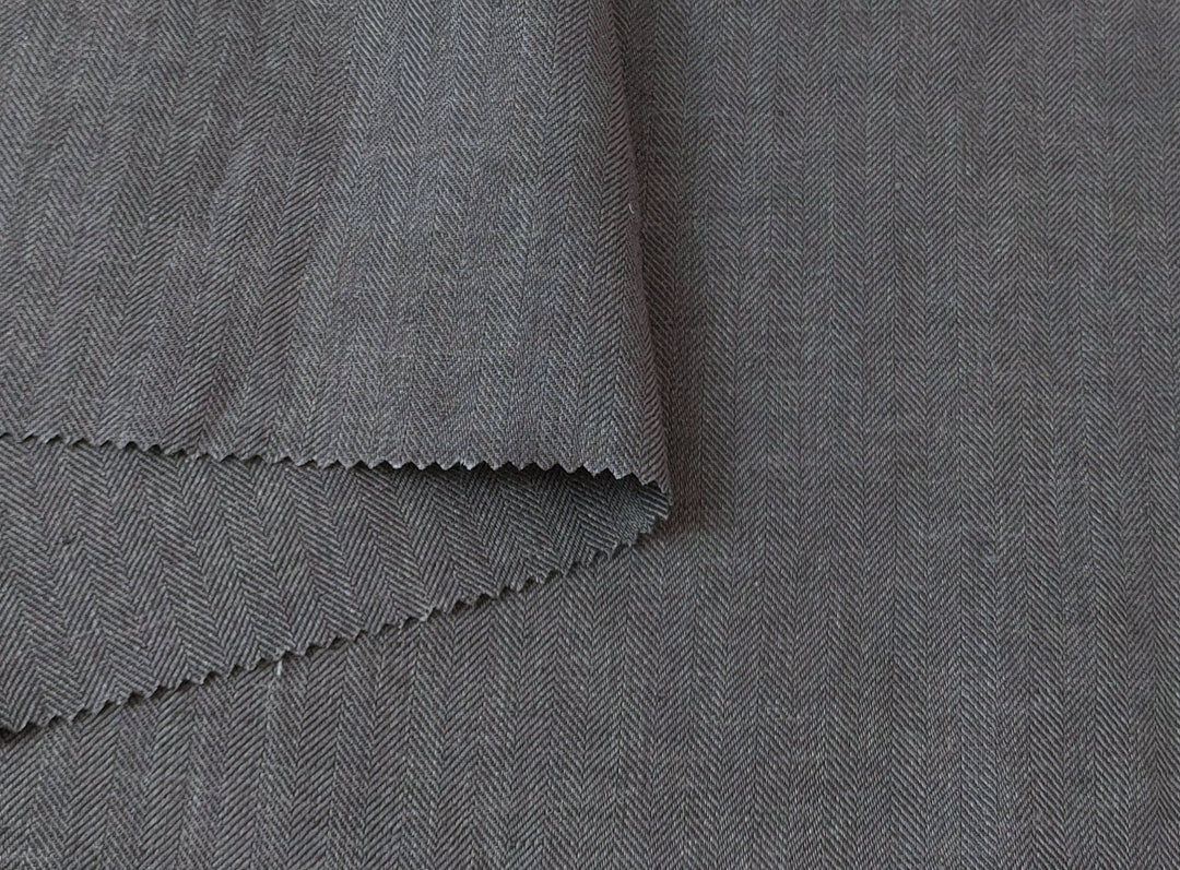 100% Linen Herringbone Twill HBT Fabric medium weight chambray 7313 7314 7727 7529 - The Linen Lab - Natural