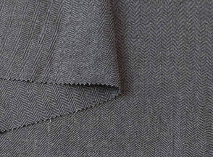 100% Linen Herringbone Twill HBT Fabric medium weight chambray 7313 7314 7727 7529 - The Linen Lab - Natural