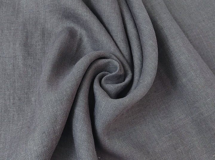 100% Linen Herringbone Twill HBT Fabric medium weight chambray 7313 7314 7727 7529 - The Linen Lab - Natural