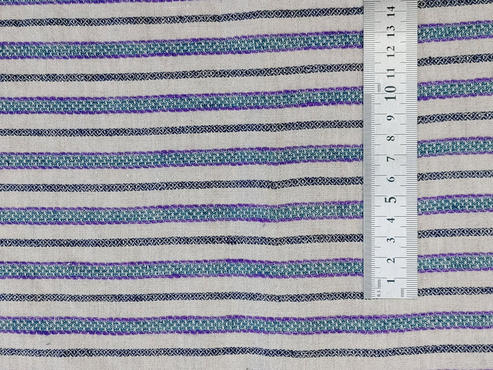 100% Linen Horizontal Stripe Jacquard Fabric 6598 - The Linen Lab - Violet