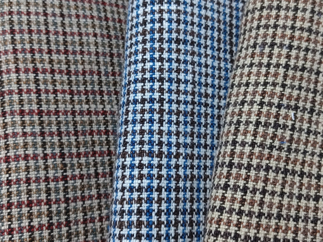 100% Linen Houndstooth StarCheck Fabric: Heavyweight Elegance - The Linen Lab - Blue