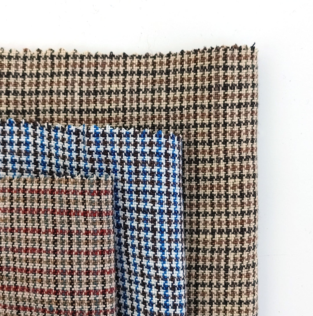 100% Linen Houndstooth StarCheck Fabric: Heavyweight Elegance - The Linen Lab - Blue