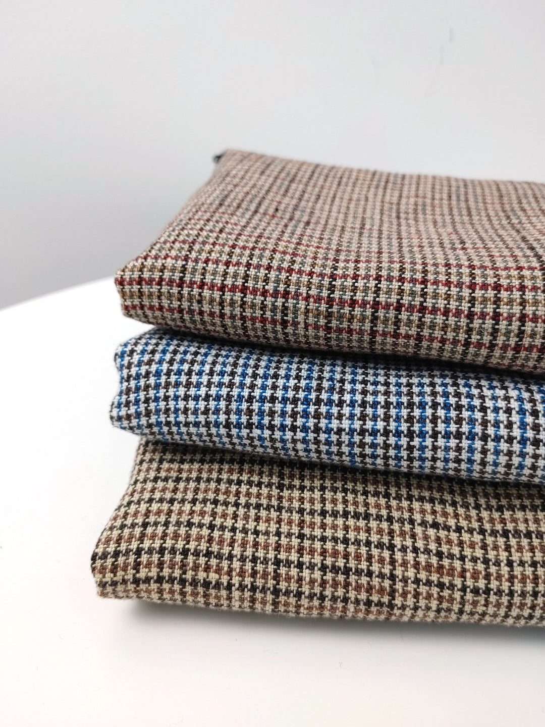 100% Linen Houndstooth StarCheck Fabric: Heavyweight Elegance - The Linen Lab - Blue