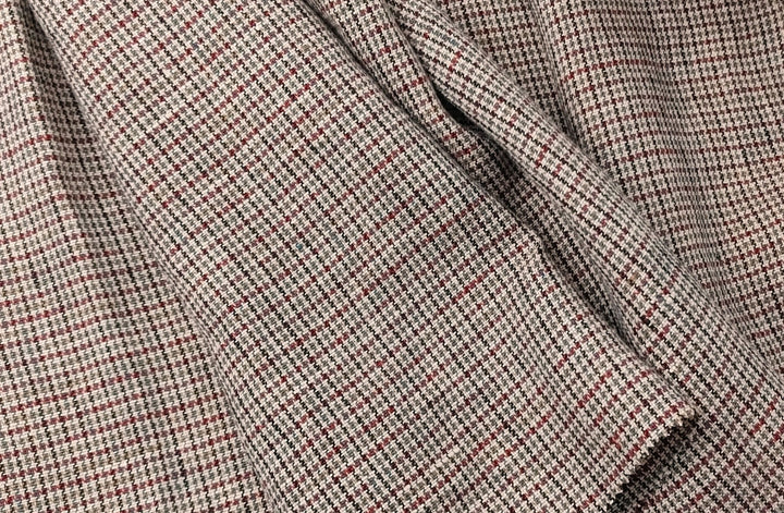 100% Linen Houndstooth StarCheck Fabric: Heavyweight Elegance - The Linen Lab - Pink
