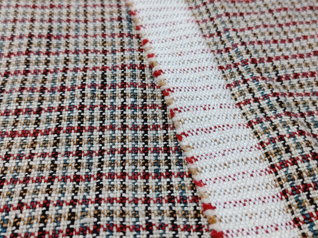 100% Linen Houndstooth StarCheck Fabric: Heavyweight Elegance - The Linen Lab - Pink