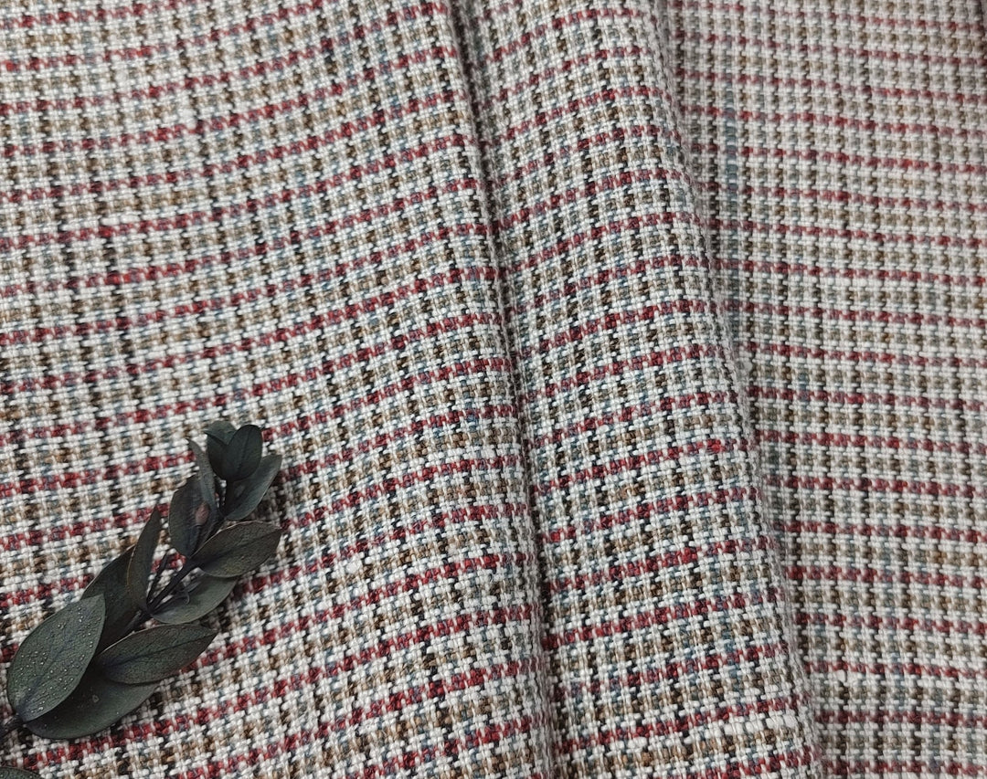 100% Linen Houndstooth StarCheck Fabric: Heavyweight Elegance - The Linen Lab - Pink