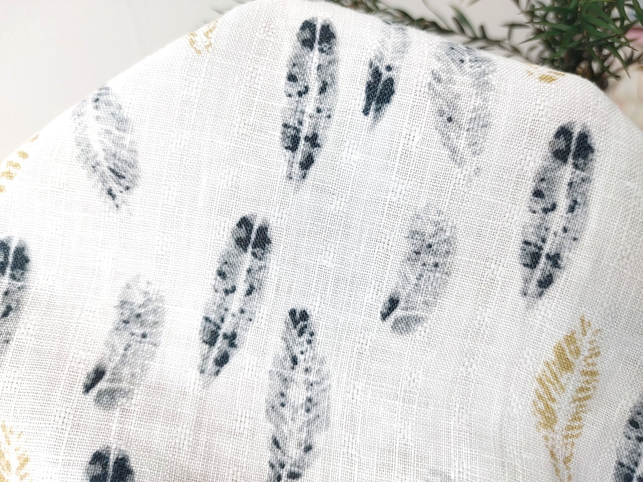 100% Linen Leaf Print Fabric Light Weight 7326 - The Linen Lab - Multi