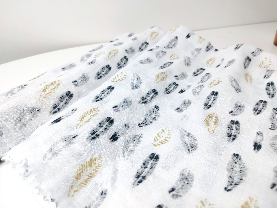 100% Linen Leaf Print Fabric Light Weight 7326 - The Linen Lab - Multi