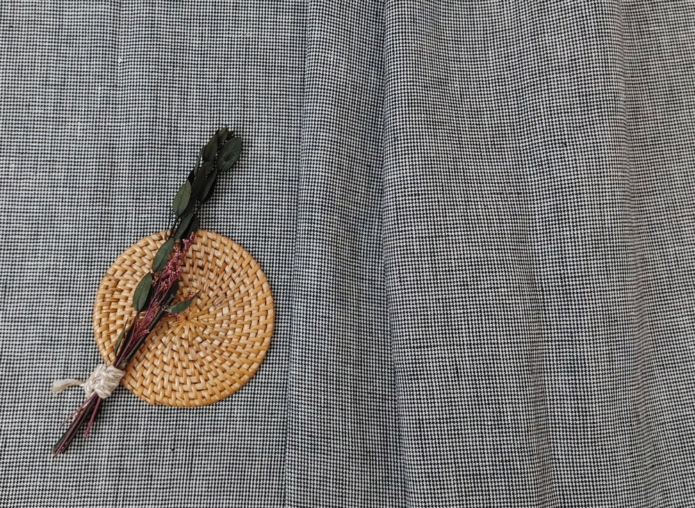 100% Linen, Medium Weight, Classic Black and White Mini Gingham Check 6825 - The Linen Lab - Gray(Dark)