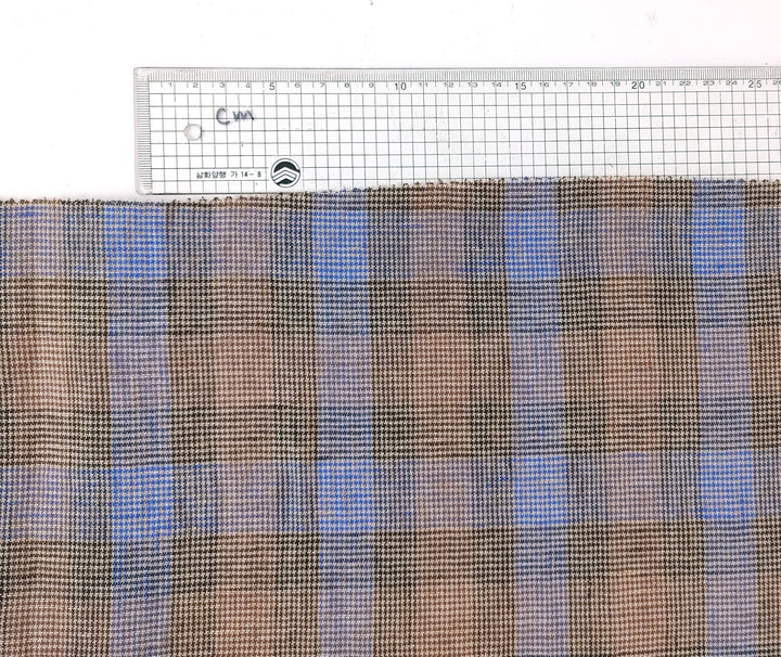 100% Linen, Medium Weight, Modified Star Check Pattern 7179 - The Linen Lab - Brown